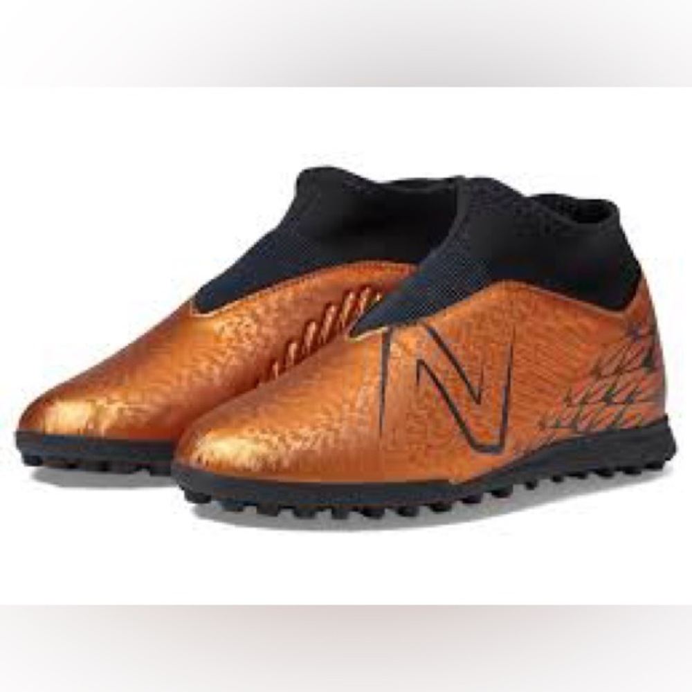 819. NEW New Balance Kids Orange Black Slip-On Soccer Sneakers